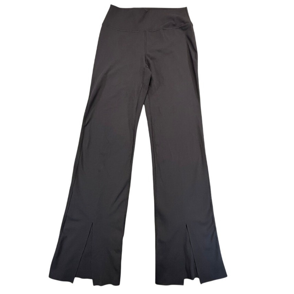 Harmony & Balance Womens Black High Waisted Split Hem Wide Leg Yoga Pants Medium